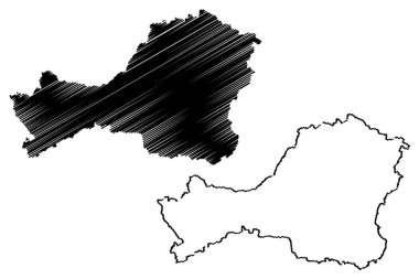 Tuva (Rusya, Rusya Federasyonu konular, Rusya'nın Cumhuriyetleri) harita vektör çizim, karalama taslak Tuva Cumhuriyeti harita