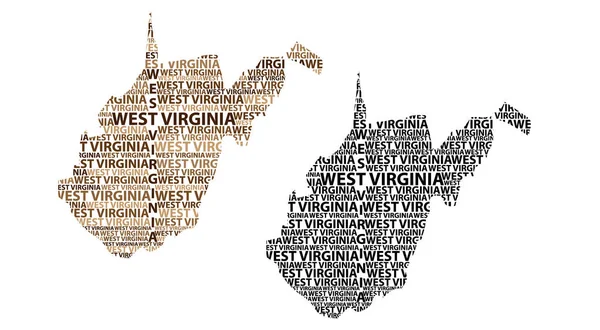 Skizze Westvirginien Vereinigte Staaten Von Amerika Brief Textkarte Westvirginia Karte — Stockvektor