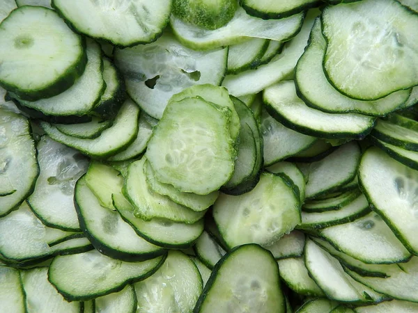 Frische Grüne Gurken Scheiben Geschnitten — Stockfoto