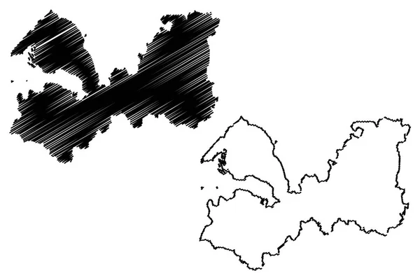 レニングラード ロシア ロシア連邦の科目 ロシアの州 地図ベクトル図 フリーハンド スケッチ レニングラード州地図 — ストックベクタ