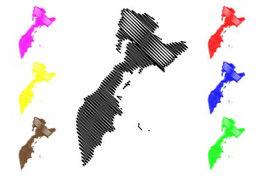 Kamçatka Kray (Rusya, Rusya Federasyonu konular, Rusya'nın Kray) harita vektör çizim, karalama taslak Kamçatka Krayı harita