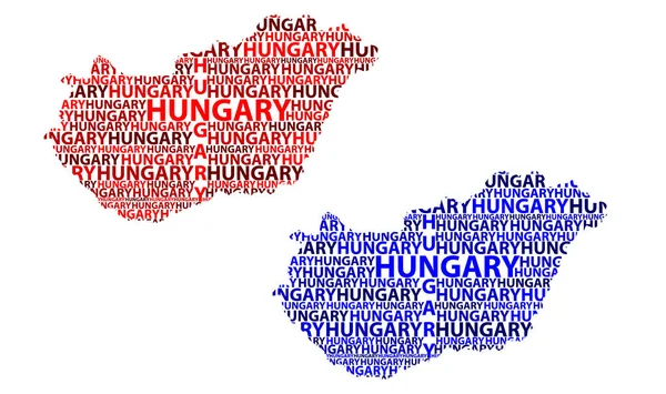 Węgry Litery Tekstu Mapa Szkic Węgier Kształt Kontynentu Mapa Węgry — Wektor stockowy