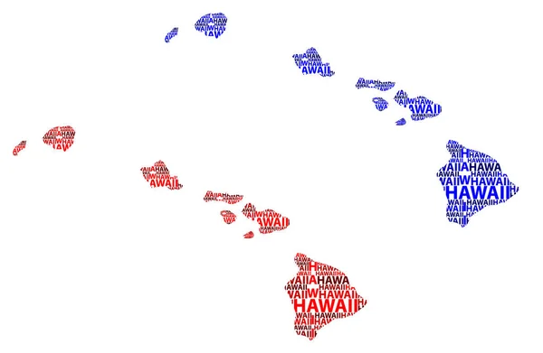 Szkic Hawaje Stany Zjednoczone Litery Tekstu Mapa Mapa Hawaje Kształt — Wektor stockowy