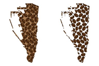 Gibraltar - kahve çekirdeği, kahve çekirdekleri ile yapılan Cebelitarık Haritası Haritası,