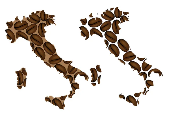 Italia Mapa Granos Café República Italiana Península Italia Los Apeninos — Archivo Imágenes Vectoriales