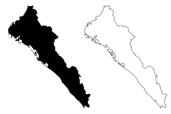 锡那罗亚 墨西哥 联邦共和国 地图矢量插图 涂鸦素描自由和主权状态的锡那罗亚地图 — 图库矢量图片