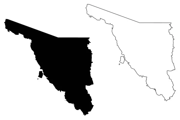 Sonora Spojených Států Mexických Mexiko Federální Republika Mapa Vektorové Ilustrace — Stockový vektor