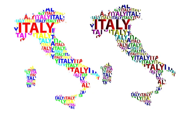Skiss Italien Italienska Eller Apenninska Halvön Brev Text Karta Italienska — Stock vektor