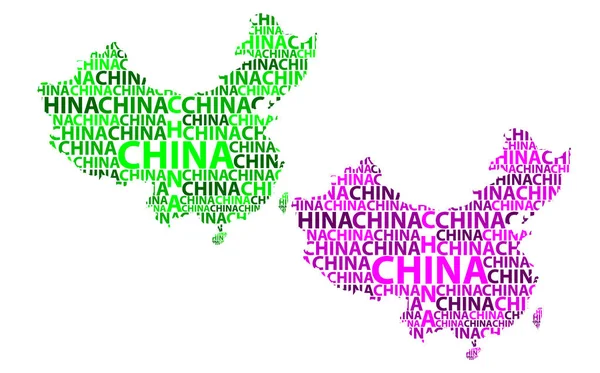 Sketch China Carta Mapa Texto República Popular China Rpc Forma — Vetor de Stock