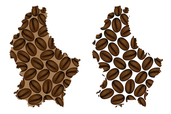 Luksemburg Mapa Ziarna Kawy Mapa Luksemburga Ziaren Kawy — Wektor stockowy
