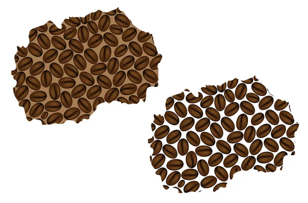 Macédoine Carte Grains Café République Macédoine Carte Grains Café — Image vectorielle