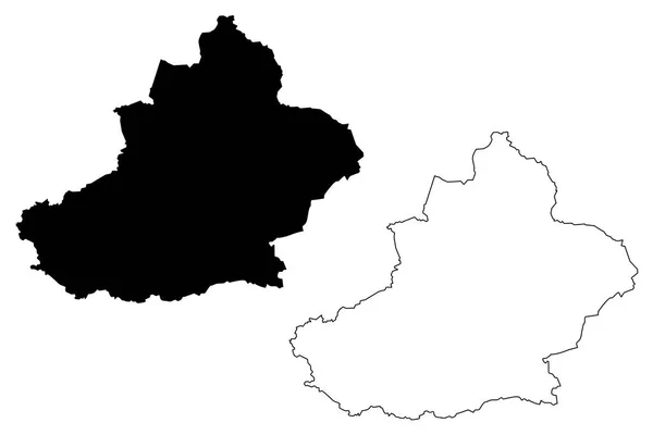 新疆ウイグル自治区 の中華民国 中華人民共和国の地方行政区画 地図ベクトル図 フリーハンド スケッチ新疆ウイグル自治区地図 — ストックベクタ