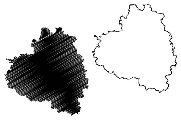 图拉州 俄罗斯 俄罗斯联邦的臣民 俄罗斯的州 地图矢量插图 涂鸦草图图拉州地图 — 图库矢量图片