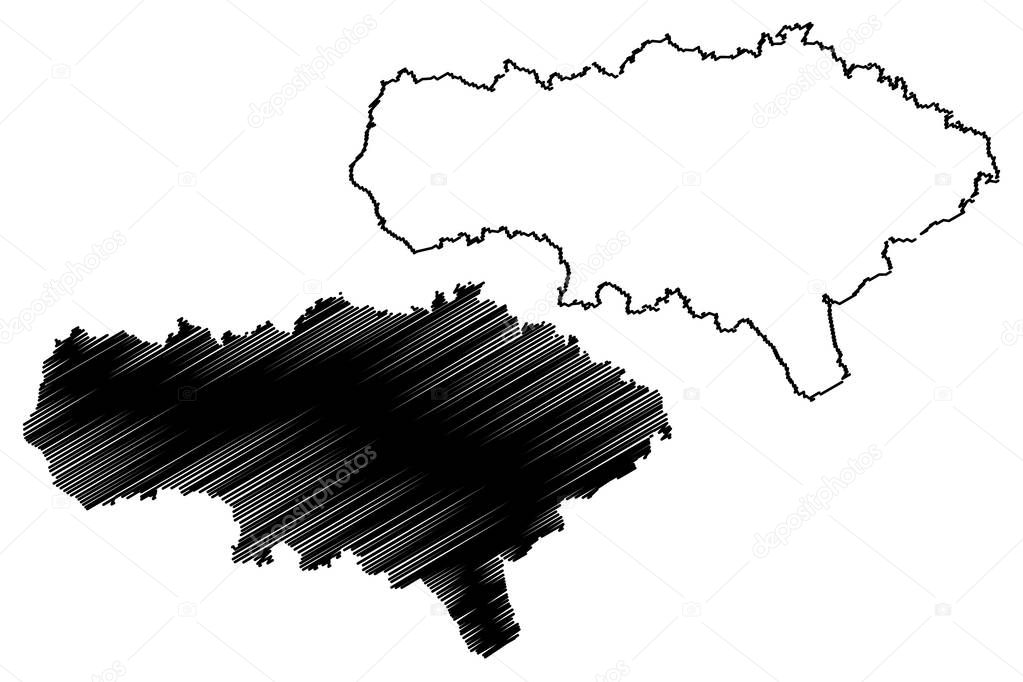 Saratov Oblast (Russia, Subjects of the Russian Federation, Oblasts of Russia) map vector illustration, scribble sketch Saratov Oblast map