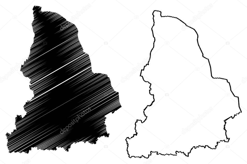 Sverdlovsk Oblast (Russia, Subjects of the Russian Federation, Oblasts of Russia) map vector illustration, scribble sketch Sverdlovsk Oblast map