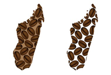 Madagaskar - kahve çekirdeği, kahve çekirdekleri ile yapılan Madagaskar Cumhuriyeti harita Haritası,