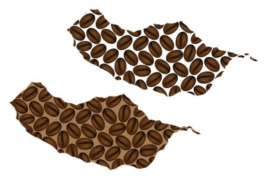 Madeira - kahve çekirdeği, kahve çekirdekleri ile yapılan Madeira Adası Haritası Haritası,