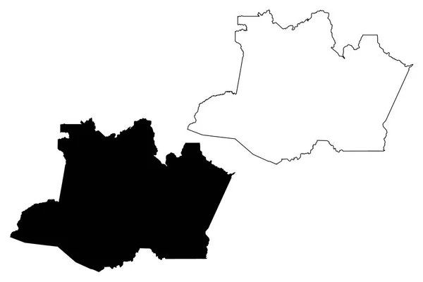 アマゾナス州 ブラジルの地域連合州 ブラジル連邦共和国 地図ベクトル図 フリーハンド スケッチ アマゾナス州 マップ — ストックベクタ