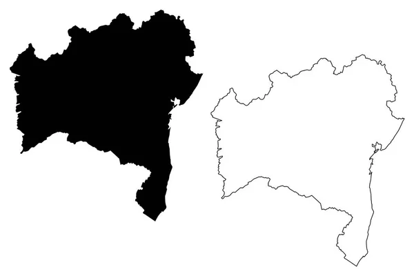 Bahia (bölge Brezilya'nın, federal devlet, Brezilya Federatif Cumhuriyeti) harita vektör çizim, karalama taslak Bahia harita