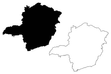 Minas Gerais (bölge Brezilya'nın, federal devlet, Brezilya Federatif Cumhuriyeti) vektör çizim, Minas Gerais harita karalama kroki harita