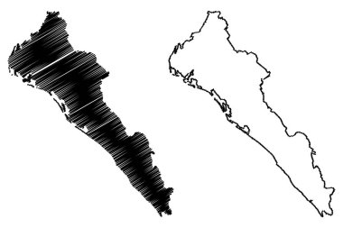 Sinaloa (Birleşik Meksika Devletleri, Meksika, federal Cumhuriyeti) harita vektör çizim, karalama taslak serbest ve egemen devlet Sinaloa Haritası
