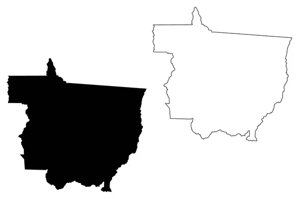 Mato Grosso Regionen Brasilien Federerade Stat Förbundsrepubliken Brasilien Karta Vektorillustration — Stock vektor