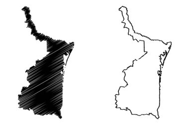 Tamaulipas (Birleşik Meksika Devletleri, Meksika, federal Cumhuriyeti) vektör çizim, karalama taslak serbest ve egemen devlet Tamaulipas Haritası Haritası