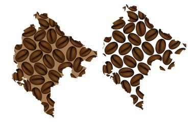 Karadağ - kahve çekirdeği, kahve çekirdekleri ile yapılan Karadağ harita Haritası,