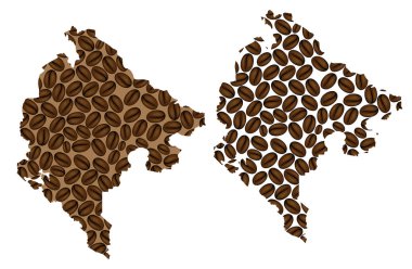 Karadağ - kahve çekirdeği, kahve çekirdekleri ile yapılan Karadağ harita Haritası,