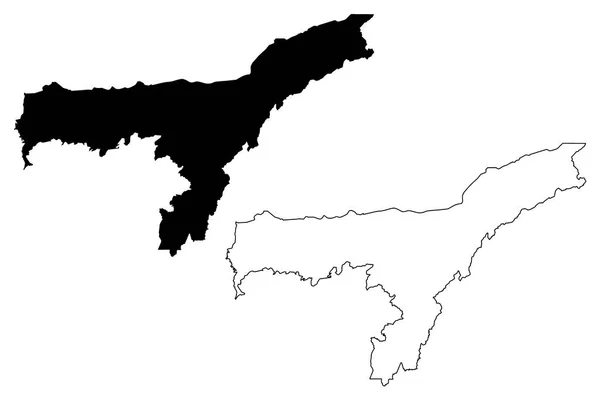 Assam Staaten Und Unionsterritorien Indiens Föderierte Staaten Republik Indien Kartenvektorillustration — Stockvektor