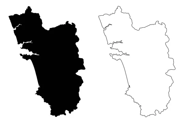 州および連合領域インド 連合州 インド共和国の ベクトル図 フリーハンド スケッチ ゴア州地図マップ — ストックベクタ