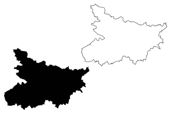 Bihar Estados Territorios Unión India Estados Federados República India Mapa — Archivo Imágenes Vectoriales