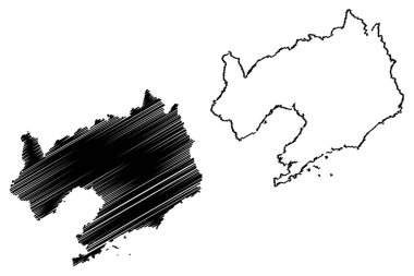 Liaoning Eyaleti (idari yapılanması Çin, Çin, Çin, Çin Halk Cumhuriyeti) harita vektör çizim, karalama taslak Fengtian veya Fengtien (Mukden) harita