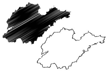 Shandong Eyaleti (idari yapılanması Çin, Çin, Çin, Çin Halk Cumhuriyeti) harita vektör çizim, karalama taslak şantuk harita