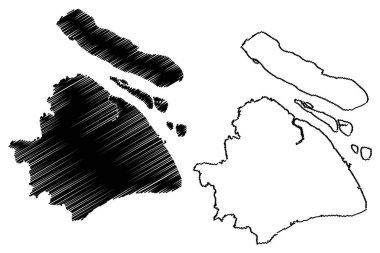 Şanghay (Çin, Çin, Çin, Çin Halk Cumhuriyeti idari yapılanması) harita vektör çizim, karalama taslak Şanghay göster