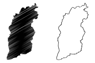 Shanxi eyaletinde (idari yapılanması Çin, Çin, Çin, Çin Halk Cumhuriyeti) harita vektör çizim, karalama taslak Shanxi harita