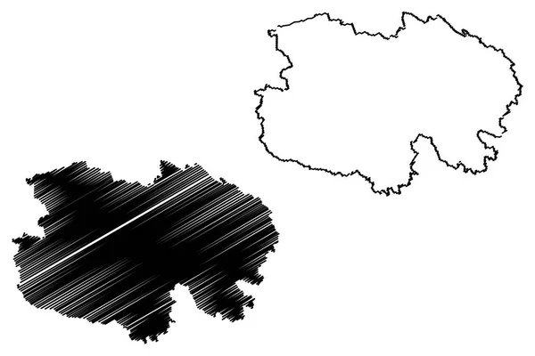青海省 中华人民共和国 中华人民共和国 地图矢量插图 涂鸦草图 Kokonur — 图库矢量图片