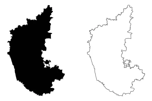 Karnataka Staaten Union Territories India Föderated States Republic India Kartenvektorillustration — Stockvektor