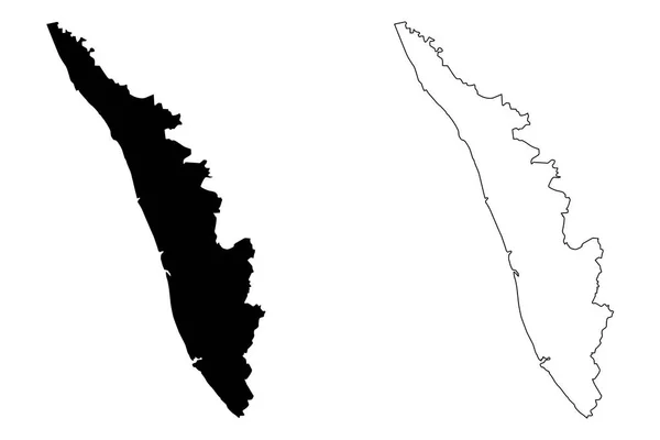 Kerala Państwa Terytoria Związkowe Indii Sfederowanych Stanów Republiką Indii Mapa — Wektor stockowy