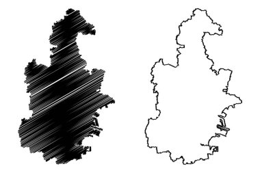 Tianjin (idari yapılanması Çin, Çin, Çin, Çin Halk Cumhuriyeti) harita vektör çizim, karalama taslak Tientsin harita