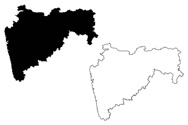 Ilustrasi Vektor Peta Maharashtra Negara Bagian Dan Wilayah Persatuan India - Stok Vektor