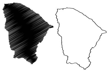 Ceara (bölge Brezilya'nın, federal devlet, Brezilya Federatif Cumhuriyeti) harita vektör çizim, karalama taslak Ceara harita