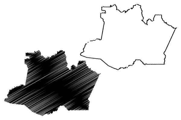 Amazonas Região Brasil Estado Federado República Federativa Brasil Mapa Vetorial —  Vetores de Stock