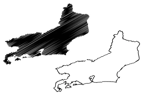 Rio Janeiro Oblast Brazílie Federativní Stát Brazilská Federativní Republika Mapa — Stockový vektor