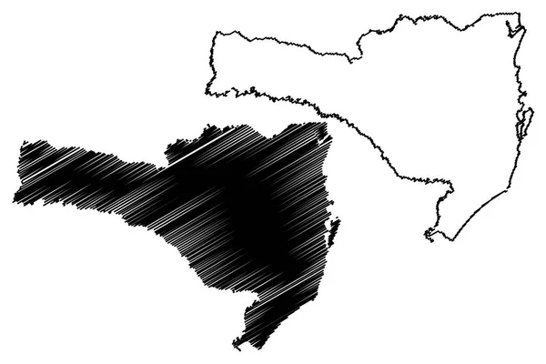 Santa Catarina Região Brasil Estado Federado República Federativa Brasil Mapa — Vetor de Stock