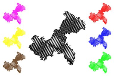 Chongqing (idari yapılanması Çin, Çin, Çin, Çin Halk Cumhuriyeti) harita vektör çizim, karalama taslak Chungking harita