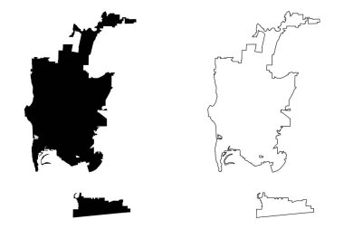 San Diego şehir (Amerika Birleşik Devletleri şehirler, Amerika Birleşik Devletleri, ABD Şehir) harita vektör çizim, karalama taslak San Diego şehir haritası
