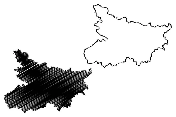 Bihar Estados Territorios Unión India Estados Federados República India Mapa — Vector de stock