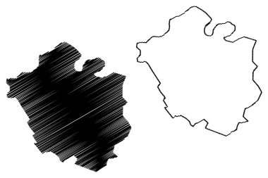 Chandigarh (Birleşik Devletleri ve Hindistan, Federe devletler, Republic of India birlik bölgeleri) harita vektör harita illüstrasyon, karalama taslak Chandigarh - şehir ve bölge Birliği