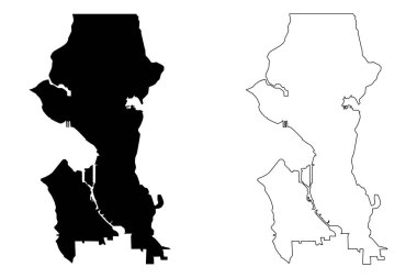 Seattle şehir (Amerika Birleşik Devletleri şehirler, Amerika Birleşik Devletleri, ABD Şehir) harita vektör çizim, karalama taslak Seattle şehir haritası